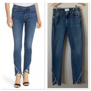 FRAME Le Skinny Jeans Cristallo Fringe Tullip Hem Jeans Sz:24